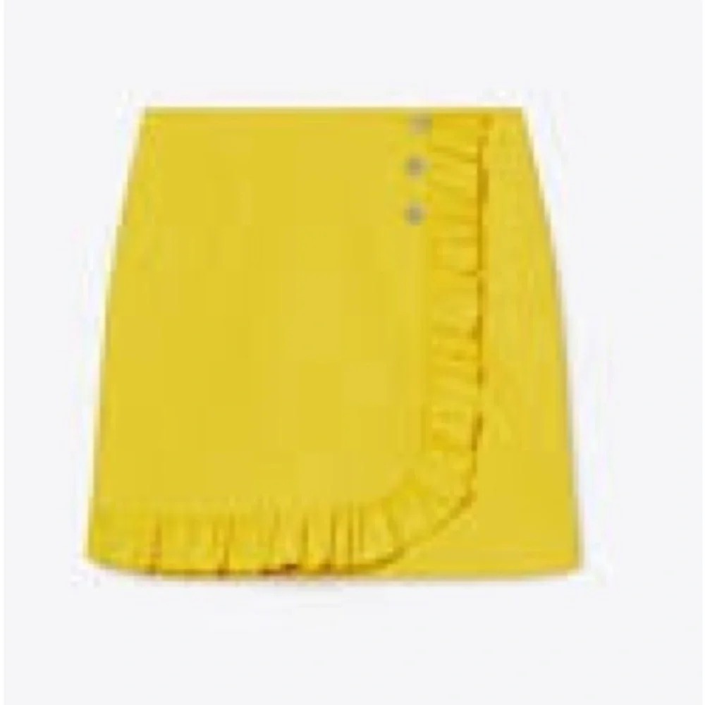 Tory Sport Tech Twill Ruffle Skort in yellow